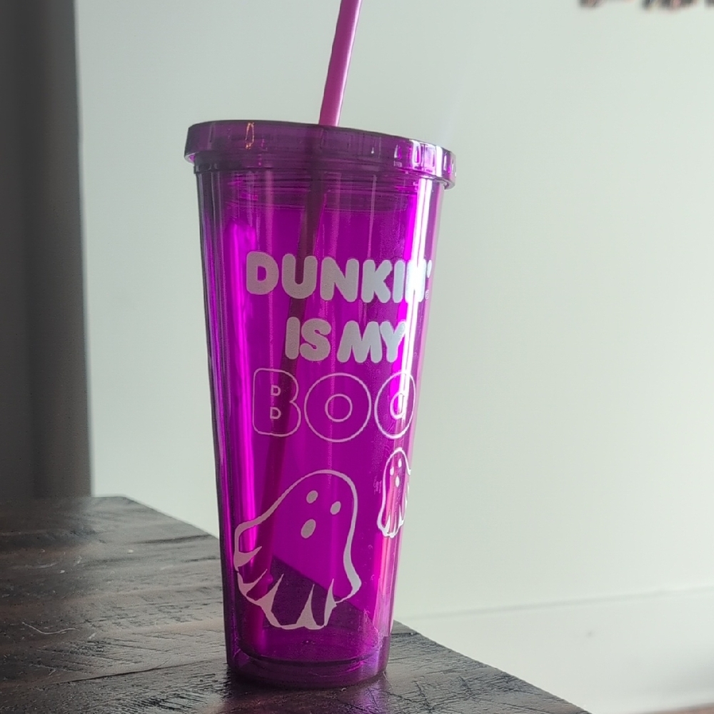 Dunkin 💜 Ghost Tumbler with Straw